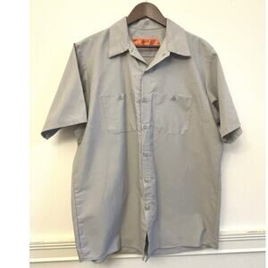 Red Kap SP24LA0 Gray Short Sleeve Work Shirt‎ Men's Large Button Front Uniform